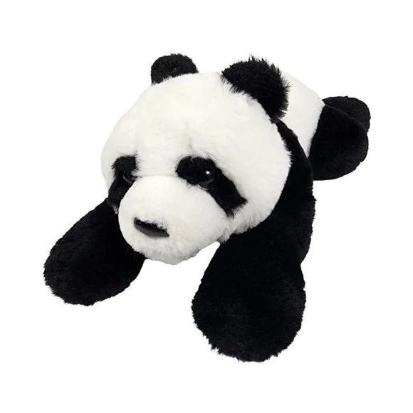 FAO Schwarz Panda Bear Plush Stuffed Animal Black White Floppy Laying 14 Inch - Picture 4 of 9